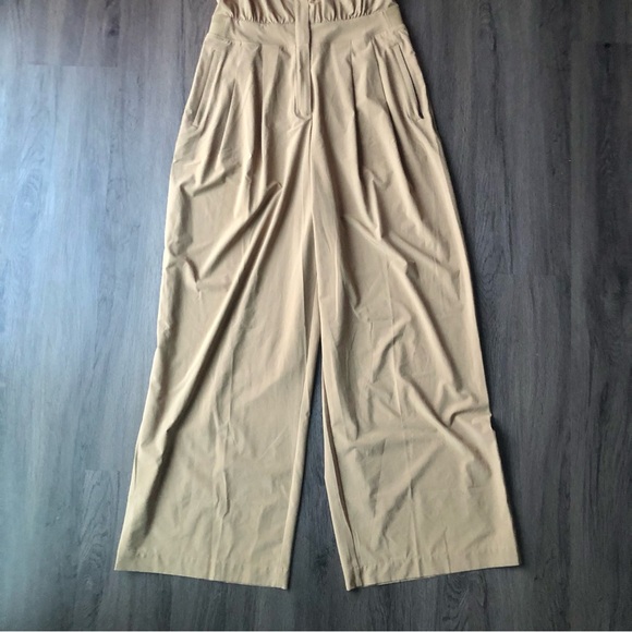 Athleta Brooklyn Heights Wide Leg Jumpsuit Light Brown Size 10 Zip Up - Picture 4 of 14